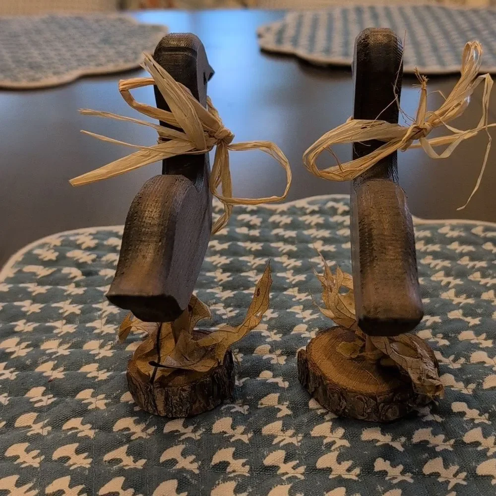 Handmade Primitive Wooden Duck Figurines Rustic Cabin Country Duck Decor